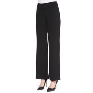Eileen Fisher Black Eco Tropical Suiting Wide Leg Yoke Trousers Pants 14 Black